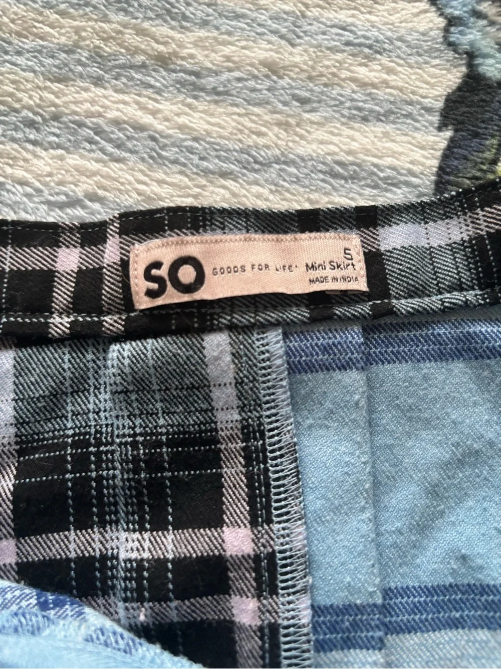 SO Goods For Life Blue Plaid Pleated Mini Skirt Y2K Size 5